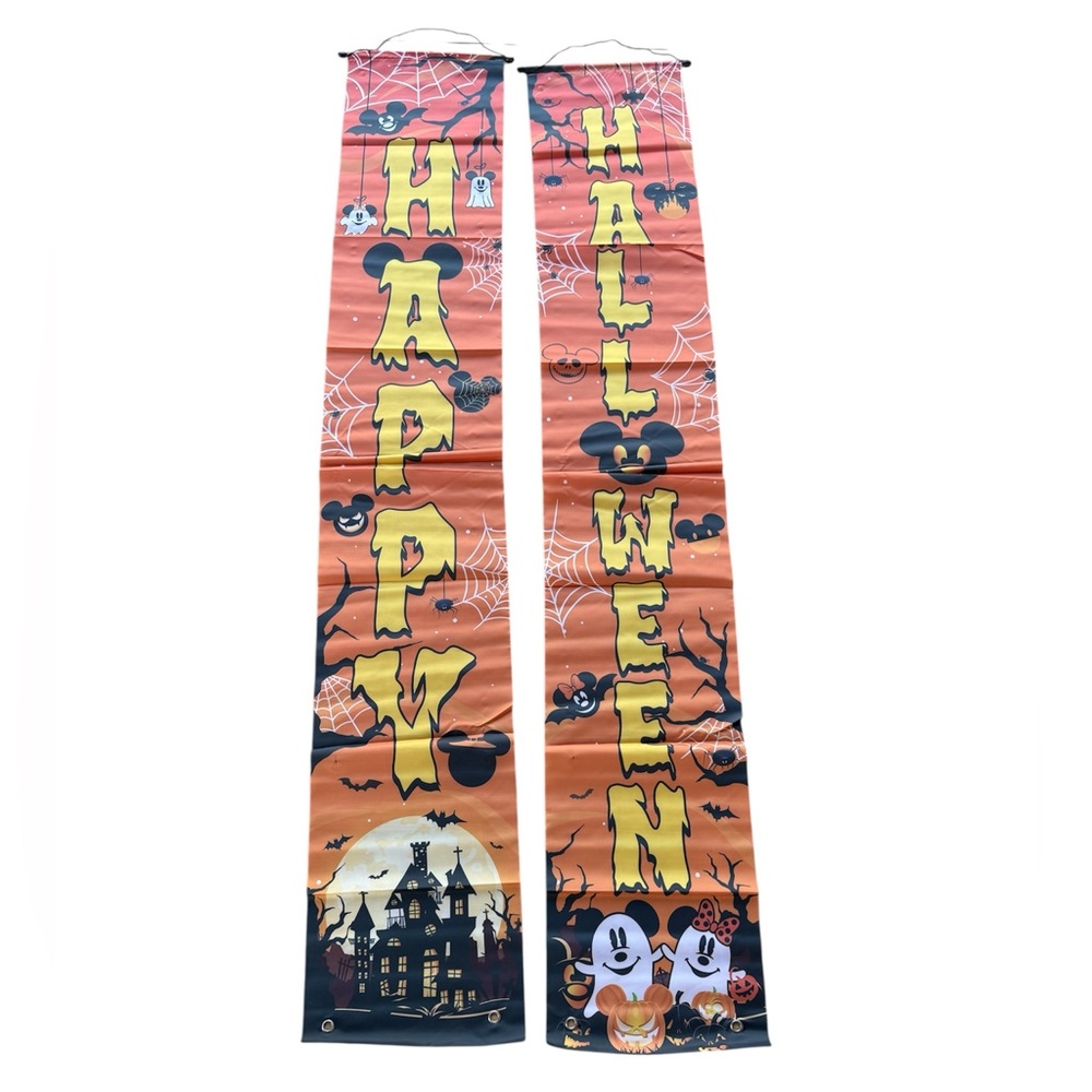 NWT (2) Halloween Door Decorations Banners Happy Halloween Banner 71'' x 12''